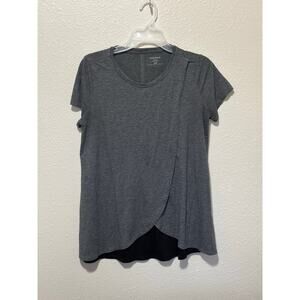 Motherhood Maternity Gray Heather Tulip Hem Nursing Top Shirt Blouse, Size M
